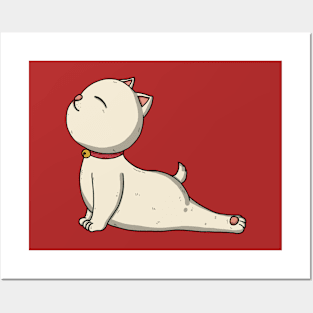 Cute Cat In Yoga Cobra Pose Posters and Art